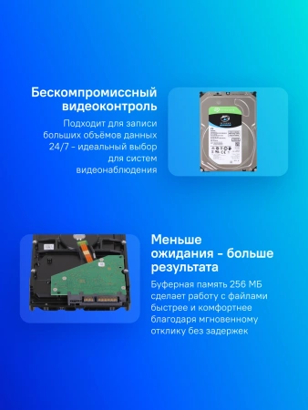 Жесткий диск Seagate SATA-III 4Tb ST4000VX013 Surveillance Skyhawk (5400rpm) 256Mb 3.5"