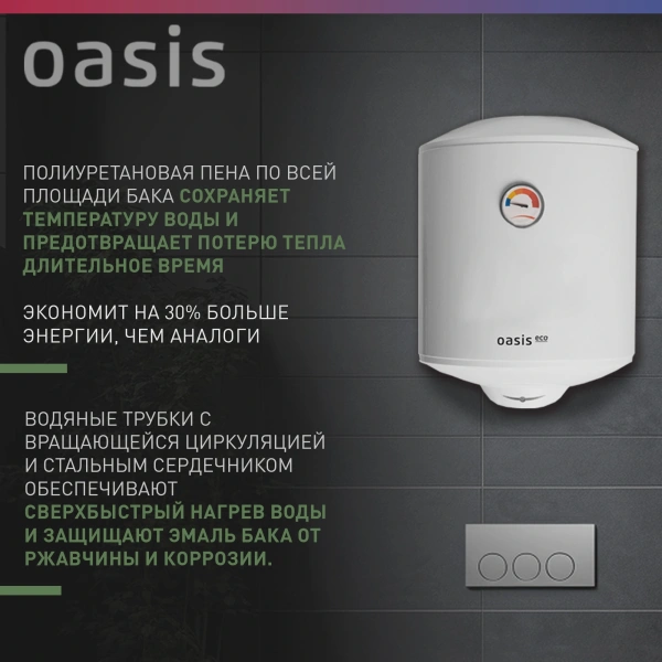 Водонагреватель Oasis Standart EcoER-30 1.5кВт 30л электрический настенный/белый