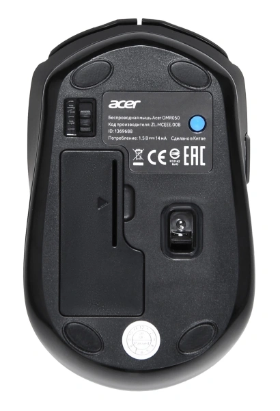 Мышь Acer OMR050 черный оптическая (1600dpi) беспроводная BT/Radio USB (6but)