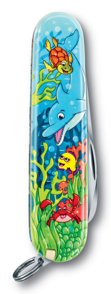 Нож перочинный Victorinox My First Victorinox Dolphin Edition (0.2373.E1) 84мм 9функц. голубой/рисунок карт.коробка