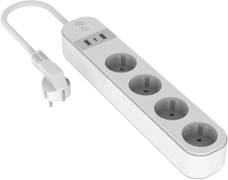 Сетевой фильтр Digma DiPlug Strip 55 белый (STRIP55-4S-3USB-20A-MON)