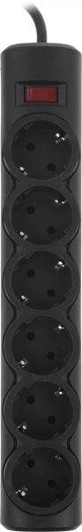 Сетевой фильтр Defender DFS 153 3м (6 розеток) черный (коробка)