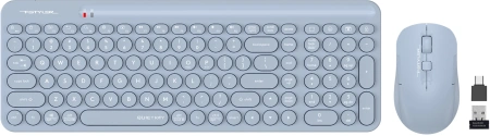 Клавиатура + мышь A4Tech Fstyler FG3300 Air2 клав:синий мышь:синий USB беспроводная slim Multimedia