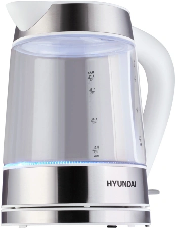 Чайник Hyundai HYK-G3606 1.7л. 2200Вт белый/прозрачный (стекло)