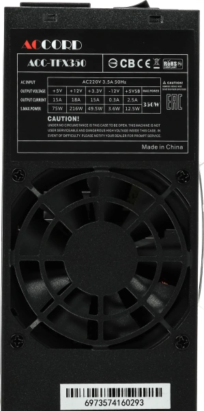 Блок питания Accord TFX 350W ACC-TFX350 (24+4pin) 80mm fan 3xSATA