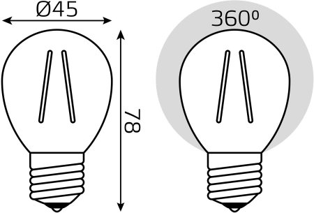 Лампа филам. Gauss Filament 13Вт цок.:E27 шар 220B св.свеч.бел.теп. (упак.:10шт) (105802113)