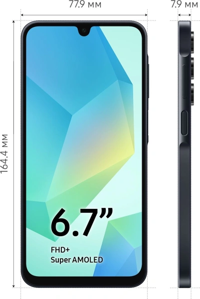 Смартфон Samsung SM-A165F Galaxy A16 256Gb 8Gb черный моноблок 3G 4G 2Sim 6.7" 1080x2340 Android 14 50Mpix 802.11 a/b/g/n/ac NFC GPS GSM900/1800 GSM1900 TouchSc microSD max1024Gb