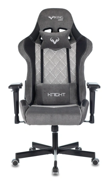 Кресло игровое Zombie VIKING 7 KNIGHT Fabric серый Loft ромбик текстиль/эко.кожа с подголов. крестов. металл
