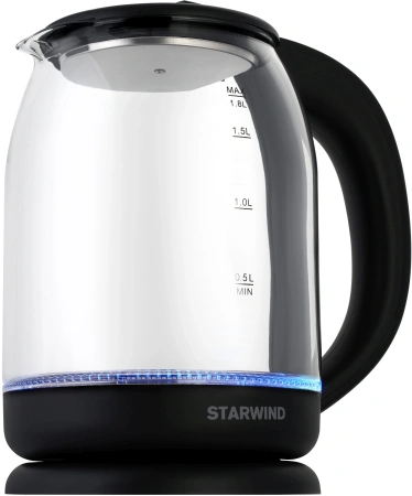 Чайник Starwind SKG1779 1.8л. 1700Вт прозрачный/черный (стекло)