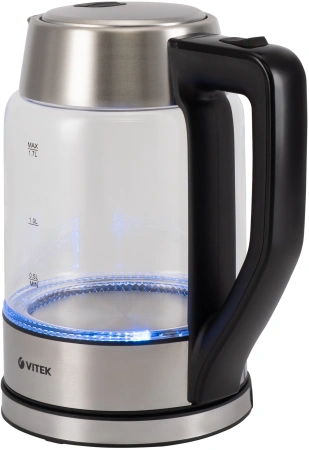 Чайник электрический Vitek VT-7043 1.7л. 2200Вт прозрачный/черный корпус: стекло