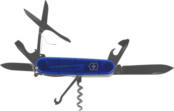 Нож перочинный Victorinox Huntsman (1.3713.T2) 91мм 15функц. синий полупрозрачный карт.коробка