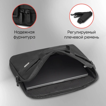 Сумка для ноутбука 15.6" PC Pet 600D черный нейлон (PCP-A1215BK)