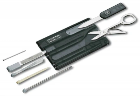Швейцарская карта Victorinox SwissCard Classic (0.7133.T3) черный полупрозрачный коробка подарочная