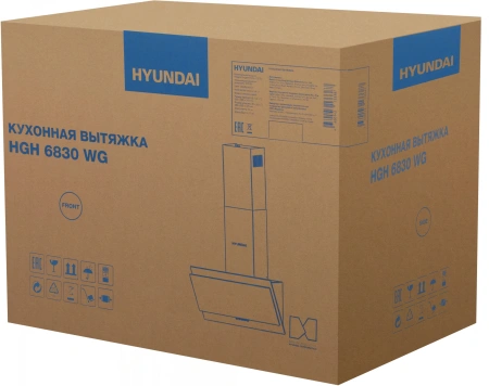 Вытяжка каминная Hyundai HGH 6830 WG белый управление: кнопочное (1 мотор)