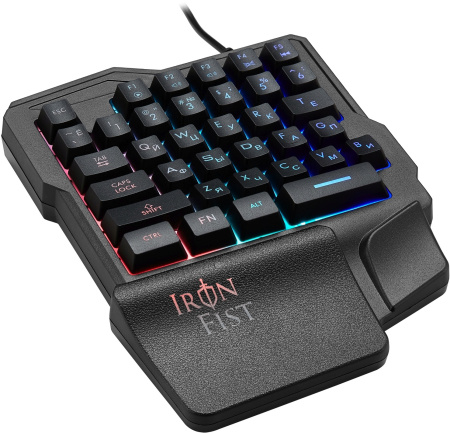Игровой блок Оклик 701G IRON FIST черный USB for gamer LED (подставка для запястий) (1196590)