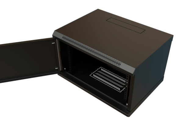 Шкаф коммутационный WRline (WR-TW-0645-SR-RAL9004) настенный 6U 600x450мм пер.дв.металл 2 бок.пан. направл.под винты 60кг черный 350мм 367мм IP20 сталь