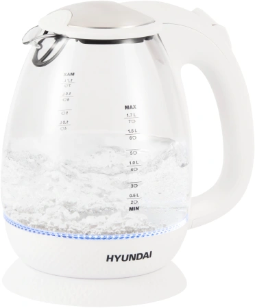 Чайник электрический Hyundai HYK-G3805 1.7л. 2200Вт белый/прозрачный (корпус: стекло)