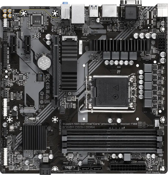 Материнская плата Gigabyte B760M DS3H DDR4 Soc-1700 Intel B760 4xDDR4 mATX AC`97 8ch(7.1) 2.5Gg RAID+VGA+HDMI+DP