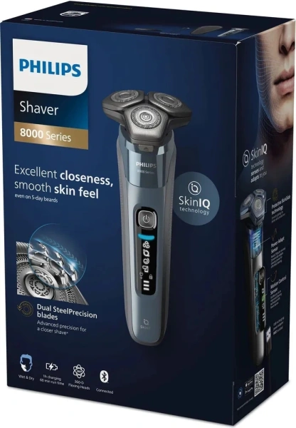 Бритва роторная Philips S8692/35 реж.эл.:3 питан.:аккум. голубой/черный