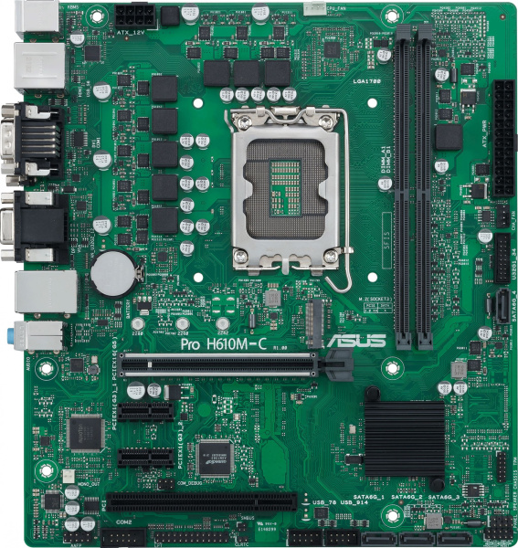 Материнская плата Asus PRO H610M-C-CSM Soc-1700 Intel H610 2xDDR5 mATX AC`97 8ch(7.1) GbLAN+VGA+DVI+HDMI+DP