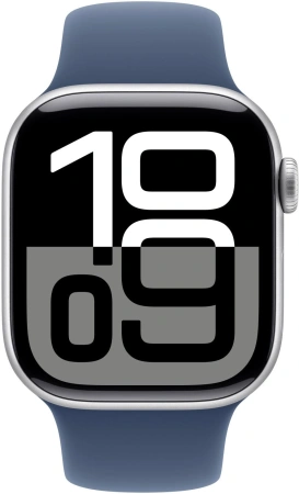 Смарт-часы Apple Watch Series 10 A2997 42мм OLED корп.серебристый Sport Band рем.синий разм.брасл.:150-200мм (MWWC3LW/A)