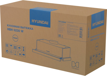 Вытяжка встраиваемая Hyundai HBH 6230 W белый управление: кулисные переключатели (1 мотор)