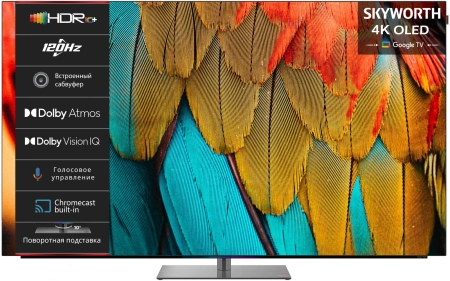 Телевизор OLED Skyworth 77" 77SXF9850 черный/черный 4K Ultra HD 120Hz DVB-T DVB-T2 DVB-C DVB-S DVB-S2 USB WiFi Smart TV