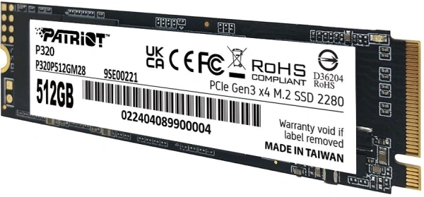 Накопитель SSD Patriot PCIe 3.0 x4 512GB P320P512GM28 P320 M.2 2280