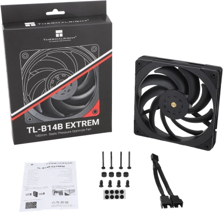 Вентилятор для корпуса Thermalright TL-B14B Extreme 140х140x25 черный 4-pin 31.4дБ (TL-B14B-EX) Ret