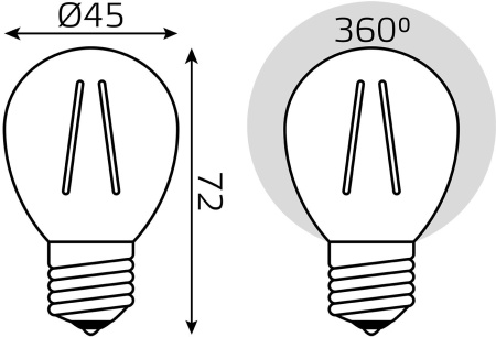 Лампа светодиодная Gauss Filament 7Вт цок.:E27 шар 220B 4100K св.свеч.бел.нейт. (упак.:1шт) (105802207-S)