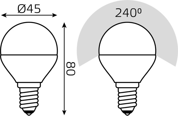 Лампа светодиодная Gauss Basic 10531252T 5.5Вт цок.:E14 шар 240B 4100K св.свеч.бел.нейт. (упак.:3шт)