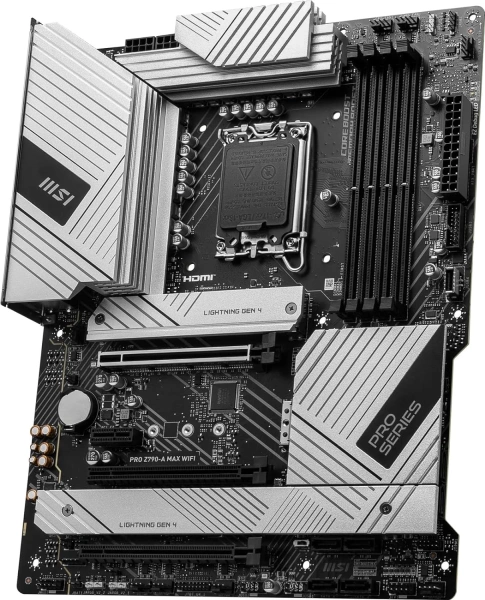 Материнская плата MSI PRO Z790-A MAX WIFI Soc-1700 Intel Z790 4xDDR5 ATX AC`97 8ch(7.1) 2.5Gg RAID+H