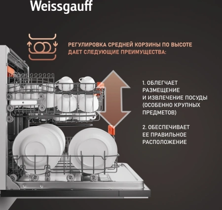 Посудомоечная машина встраив. Weissgauff BDW 6036 D Infolight полноразмерная