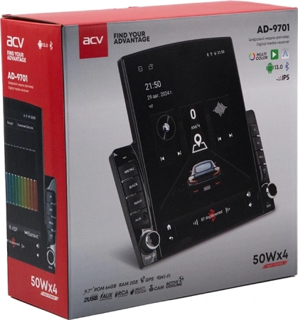 Автомагнитола ACV AD-9701 2DIN 4x50Вт AUX 2000Mb Android 13 9.7" WiFi 4G (43344)