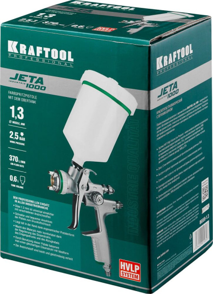 Краскораспылитель Kraftool 06559-1.3 370л/мин соп.:1.3мм бак:0.6л