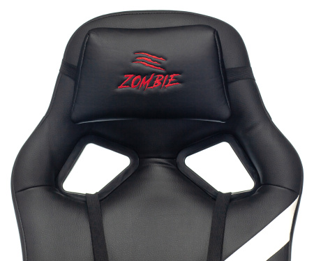Кресло игровое Zombie DRIVER черный/белый эко.кожа с подголов. крестов. пластик