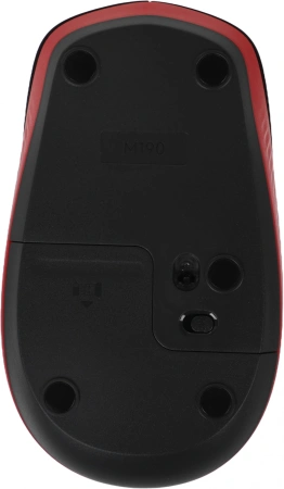 Мышь Logitech M190 черный/красный оптическая (1000dpi) беспроводная USB (2but)