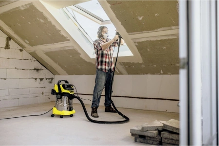 Строительный пылесос Karcher WD 6 P S V-30/6/22/T + DDC (YSY) 1300Вт (уборка: сухая/сбор воды) желтый