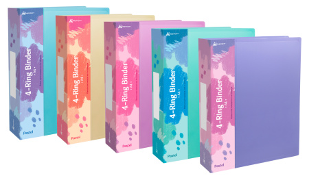 Папка панорама на 4-х кольцах Бюрократ Pastel PAST0740/4RBLUE A4 пластик 0.7мм кор.40мм торц.карм с бум. встав голубой