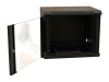 Шкаф коммутационный WRline (WR-TW-1245-GP-RAL9004) настенный 12U 600x450мм пер.дв.стекл 2 бок.пан. направл.под винты 60кг черный 350мм 650мм IP20 сталь