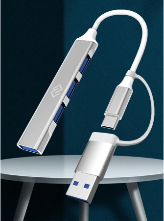 Разветвитель USB-C Digma DHUB-4USB-AC-3.0 4порт. черный