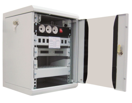 Шкаф коммутационный ЦМО (ШРН-8.255-10) настенный 8U 320x305мм пер.дв.стекл серый 255мм 8.1кг 180град. 420мм