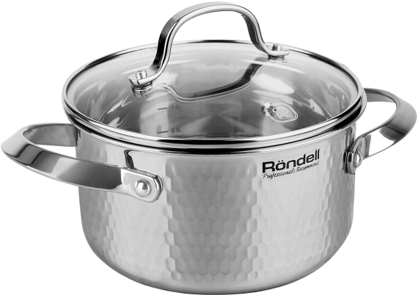 Кастрюля Rondell RainDrops RDS-1294 3.2л. d=20см (с крышкой) стальной