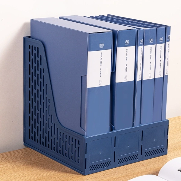 Лоток вертикальный Deli E9843 BLUE E9843 3отд. сборный для бумаг 250x257x275мм синий пластик
