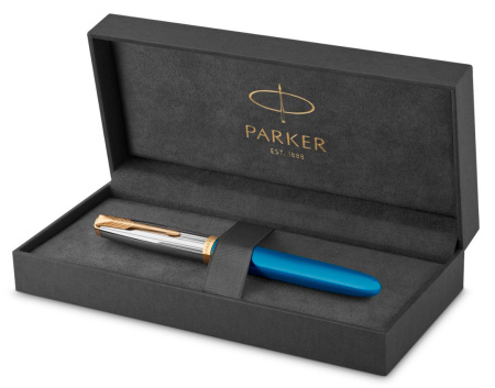 Ручка перьев. Parker 51 Premium (CW2169078) Turquoise GT F сталь нержавеющая подар.кор.