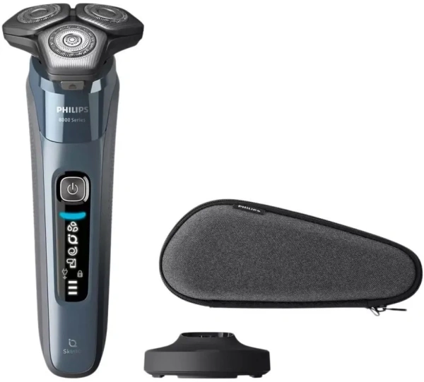 Бритва роторная Philips S8692/35 реж.эл.:3 питан.:аккум. голубой/черный
