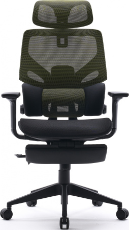 Кресло Cactus CS-CHR-MC01-LGNBK салатовый сиденье черный сетка/ткань с подголов. крестов. пластик подст.для ног