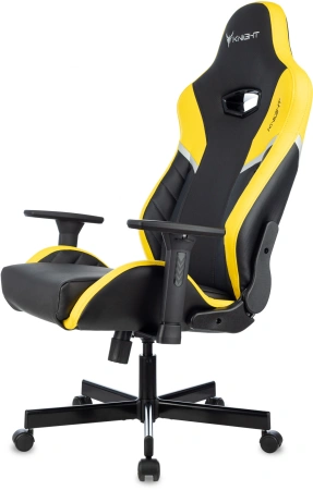 Кресло игровое Knight Thunder 5X черный/желтый эко.кожа крестов. металл