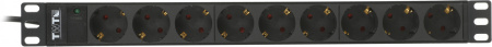 Блок распределения питания Lanmaster TWT-PDU19-10A9P4-3.0 гор.размещ. 9xSchuko базовые 10A C14 3м