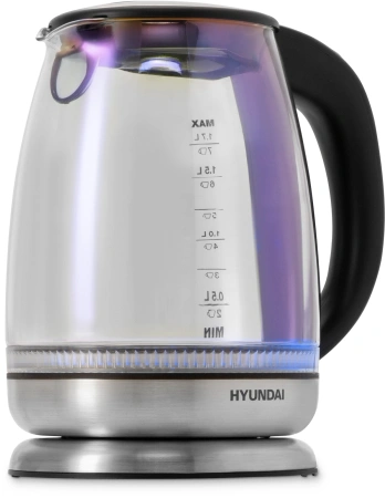 Чайник Hyundai HYK-G8800 1.7л. 2200Вт черный/серебристый (стекло)